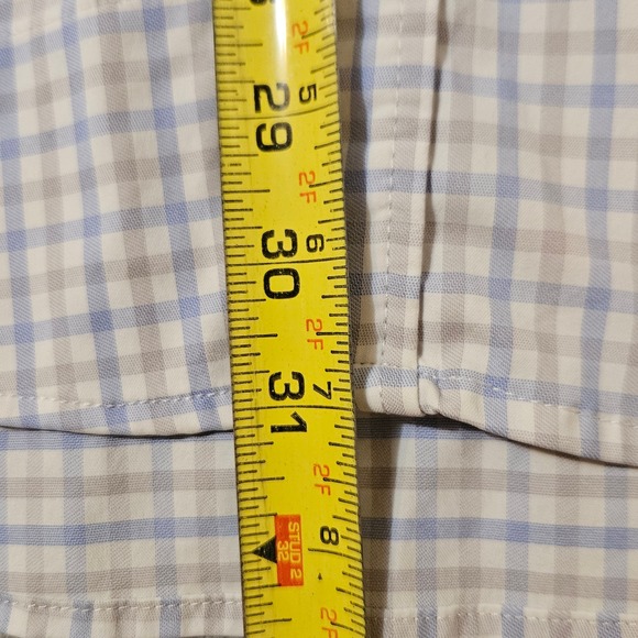 Poncho Western Button Down Fishing Shirt 3XL Blue White Brown Plaid Long Sleeve - Picture 6 of 8